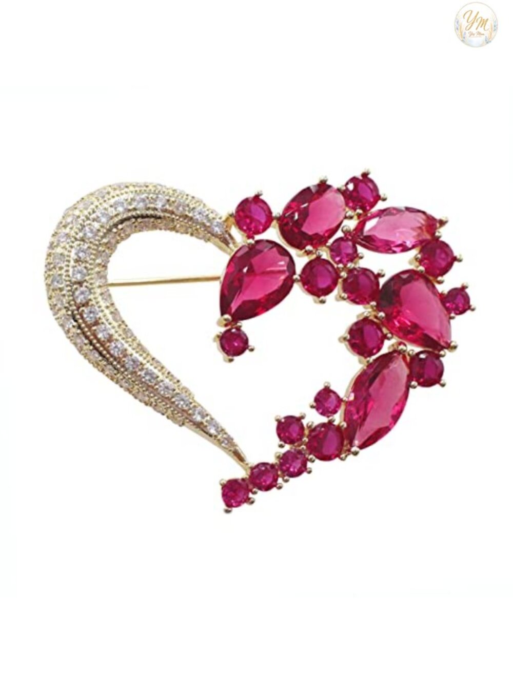 Gold Plated Copper Crystal Rhinestone Brooch Pin for Women Wedding Party